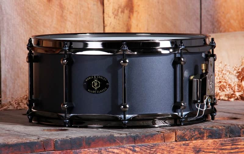 Noble & Cooley *Pre-Order* Alloy Classic 6x14" Cast Aluminum Snare Drum Black Powder Coat & Black Hardware | Made in the USA | Special Order | Authorized Dealer image 1