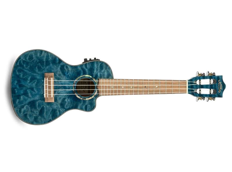 Lanikai QMBL-CEC Quilted Maple Blue Stain Concert Acoustic-Electric Ukulele image 1