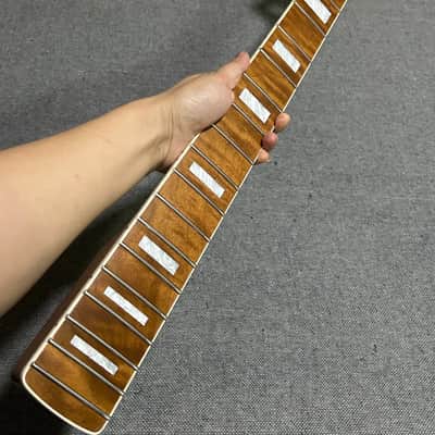20 fret Roasted flame maple J BASS guitar neck part 34inch block inlay Matte image 1