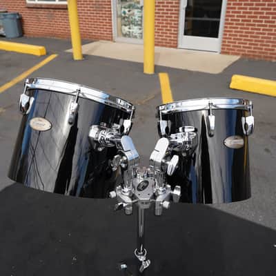 Pearl Concert Series Midnight Black Wrap 10" & 12" Tom Set With Stand Model #PTE-1012 image 5