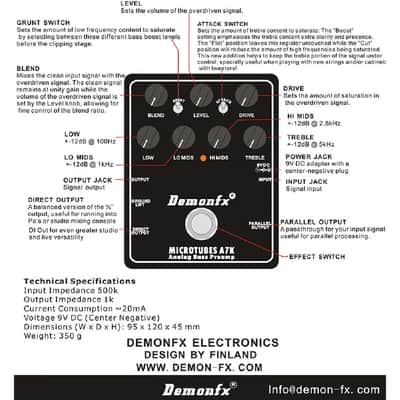 DemonFX MICROTUBES A7K Bass Preamp Pedal 4 BASS Guitar | Reverb