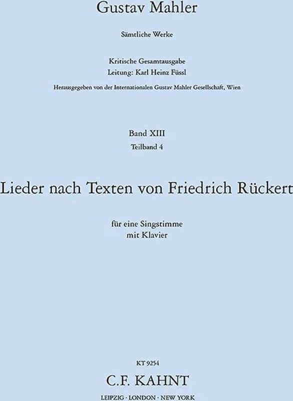 R?ckertlieder  (Vocal Score)<br>Critical Edition image 1