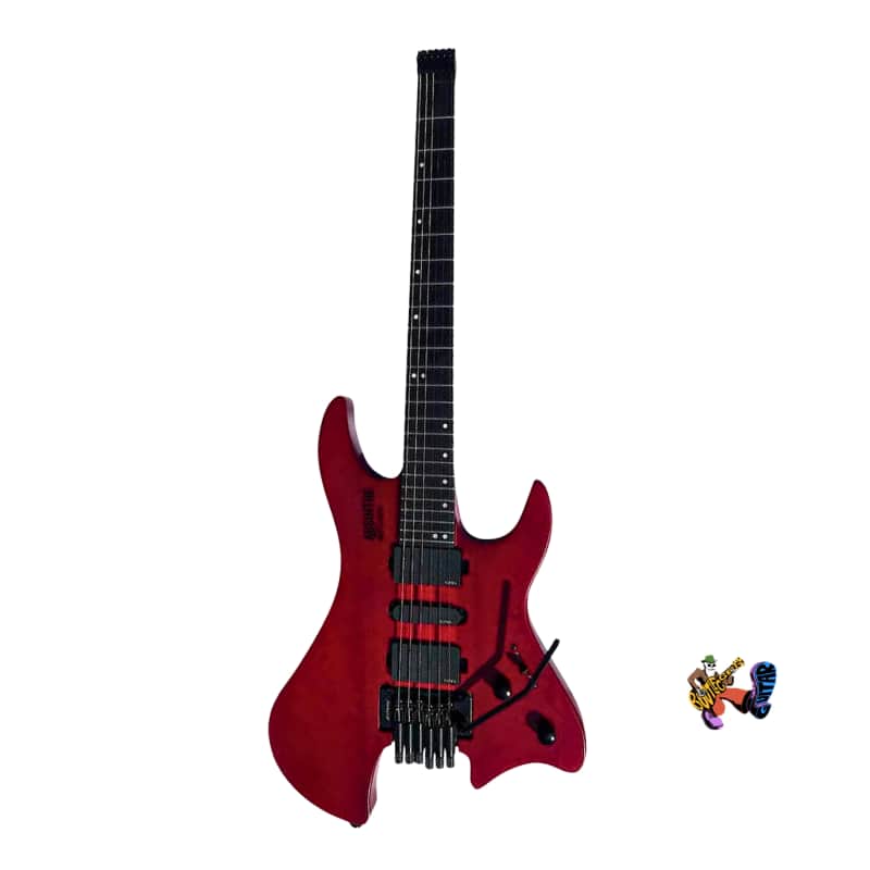 Bootlegger Guitar Absinthe Headless 2022 Red Matte EMG Coil Split Tremolo Case image 1