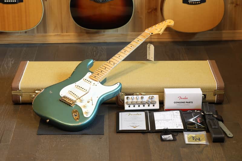 2021 Fender Custom Shop 1956 Reissue Stratocaster Electric Guitar Relic Sherwood Green Metallic + COA OHSC image 1