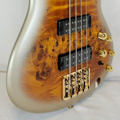 Ibanez SR400EPBDX SR Standard Bass, Poplar Burl Top, Mars Gold Metallic Burst image 6