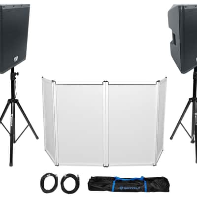 DJ Package w/(2) Rockville DX12 500w RMS PA Speakers+Facade+Stands+Cables+Bag image 1
