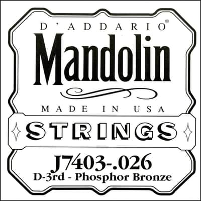 D'Addario J7403 Phosphor Bronze Mandolin Single String Third String .026