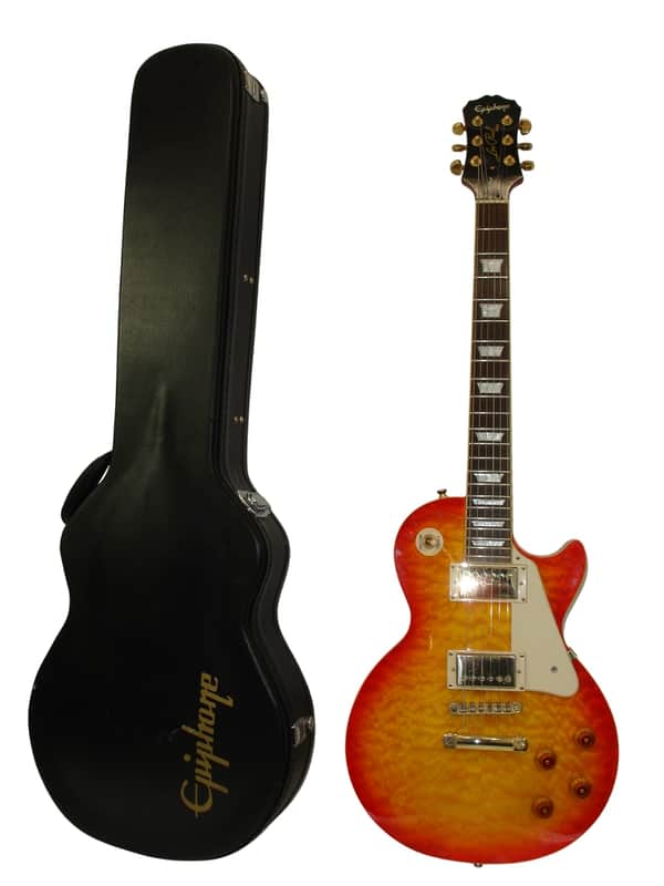 2009 Epiphone Les Paul Ultra Electric Guitar, Rosewood Fingerboard, Gold Hardware, Cherry Sunburst w/ Case image 1