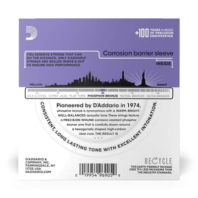 D'Addario Guitar Strings - Phosphor Bronze Acoustic Guitar Strings - EJ26-10P - Rich, Full Tonal Spectrum - For 6 String Guitars - 11-52 Custom Light, 10-Pack image 2