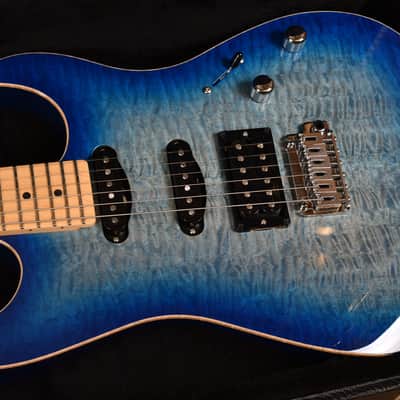 Schecter Custom Shop Sunset Custom II HSS Maple Neck Transparent Sky Blue image 6