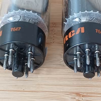 Superb "A"NOS RCA 6L6GC BLACK PLATE matched pair made in USA in 1976 SAME DATE CODE ! Extra strong  Holy grail ! image 13