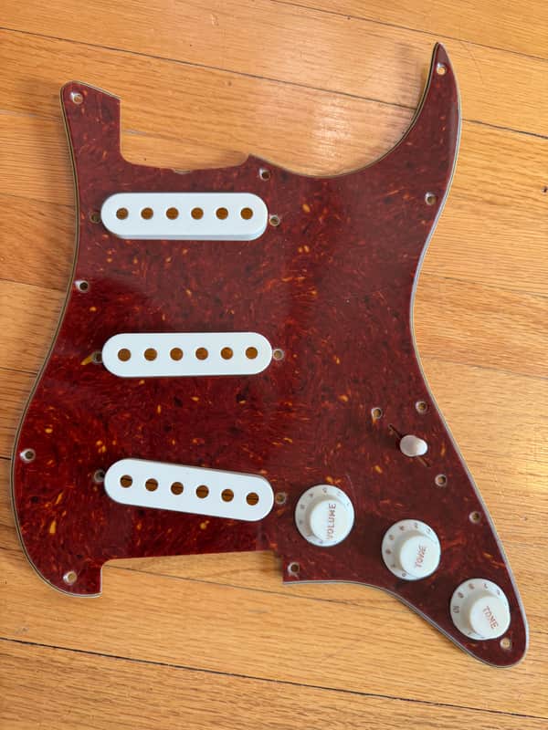 General Vintage Tone 1962 Nitrate Celluloid Strat Pickguard + Vintage White Covers/Knobs/Tips Set — Pre-CBS Spec Bundle image 1