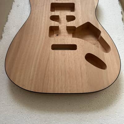 Mahogany Strat Style Guitar Body, HSH Route, Unfinished with Black Edge image 3