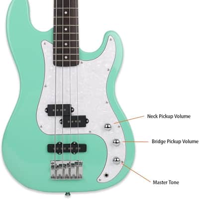 Full Size Four String Electric Bass Guitar With 10 Watt Amplifier 4 String Right Handed Beginner Kit Set With 600D Gig Bag,Picks,Noiselss Cable,Extra Strings image 2