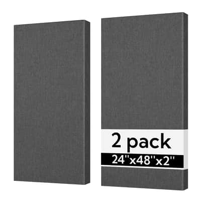 Sound Absorbing Acoustic Wall Panels 2 Pack, 2'' 24''X48'' Fiberglass Sound Dampening Panels, Large Fabric Wrapped Sound Proof Panels For Walls (Dark Grey) image 1