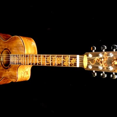 Acoustic Parlor Guitar Handmade by Blueberry Bat Motif Steel String image 11