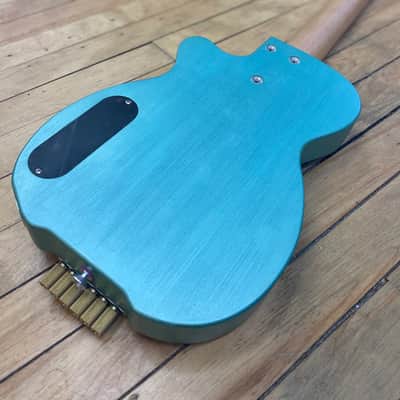 Island Espeto Custom 2020 Natural/Teal Redwood Top, Dual-Pickup Headless Guitar (Mint Condition) image 11