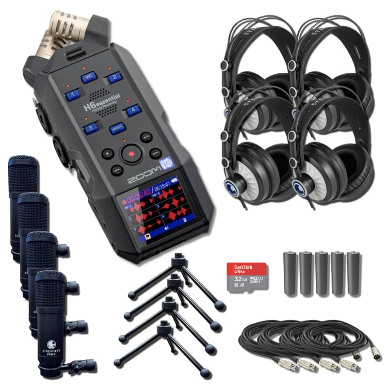 Zoom H6essential Handheld Recorder with 4x StreamEye PDM-3 Podcast Equipment Bundles image 1