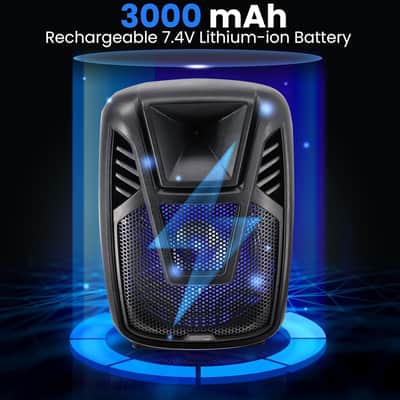 15” Portable Bluetooth PA Speaker System - 800W Wireless Rechargeable Loudspeaker with LED Party Lights, Rolling Wheels, Built-in Amp, & Remote Control - Indoor/Outdoor Karaoke Machine (Black) image 2