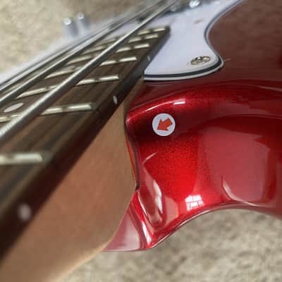 Red SX 4 String Precision Bass Style, Basswood Body with Maple Neck, Rosewood Fingerboard image 5
