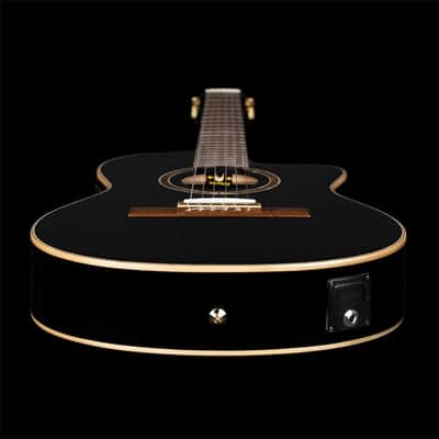 Immagine Ortega Guitars RCE138-T4BK Feel Series Slim Neck Acoustic-Electric Guitar TL Nylon w/ Bag, Black - 7