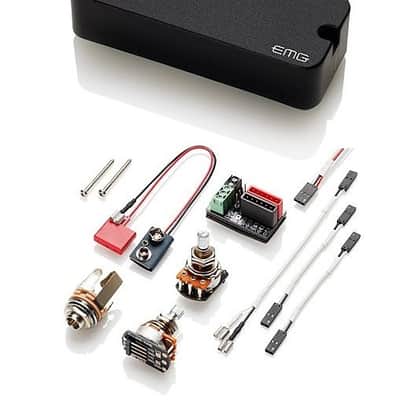 EMG PSA BLACK P-90 STYLE HOUSING WITH SA SINGLE COIL STRAT SOUND 10mm SHORT SHAFT POTS & WIRING image 1