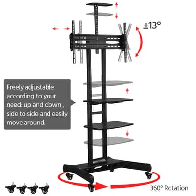 Studio Monitor TV Cart – Rolling Display Stand with Adjustable Mount for 32–75” Screens | Mobile Visual Console for Music Production & Recording Studios image 3
