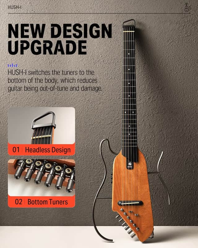 Donner HUSH-I Headless Removable Frames Ultra Light Silent Guitar image 1