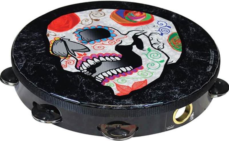 Remo Artbeat Tambourine 10 Inch 10x1 Row Candy Skull by Jose Pasillas image 1