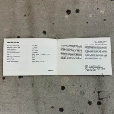 Vintage 1970's MXR Dyna Comp Manual and Warranty Card Circa 1978-1980 image 5