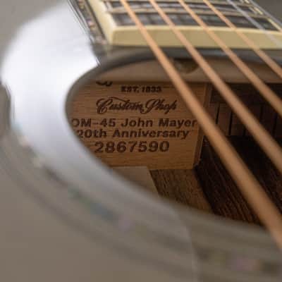 Martin OM-45 John Mayer Signature 20th Anniversary Grand Auditorium Acoustic Guitar, Solid Spruce Top, Platinum Gray Burst image 2