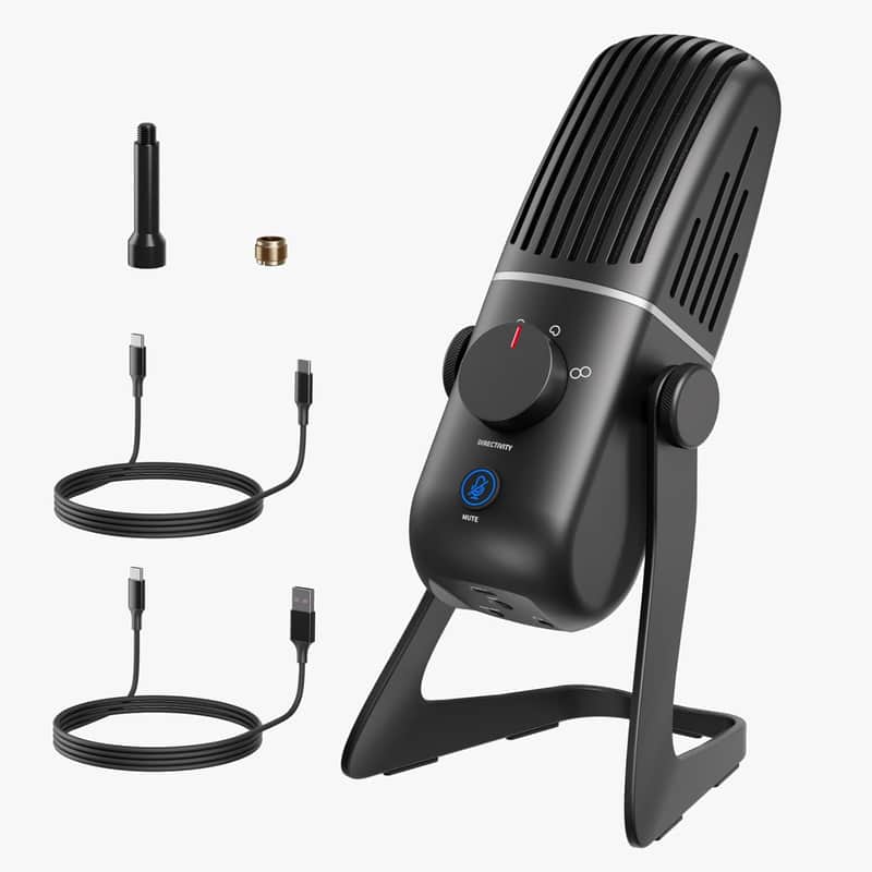 4 Professional USB Condenser Microphone, Rugged Full-Metal Mic for PC/Mac, 4 Pickup Patterns for Streaming, Podcasting & Gaming, One-Click Mute & Gain Control, Zero-Latency Monitoring image 1