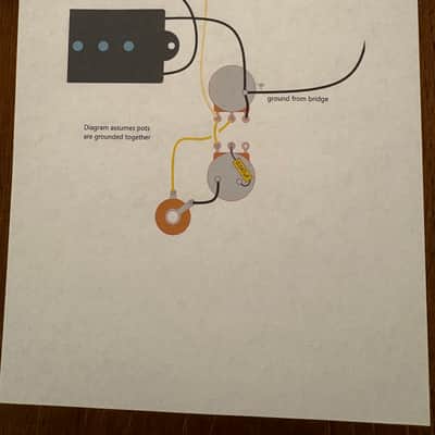 Fender Precision Bass (Standard P-Bass) wiring harness with 0.047uF Bumblebee oil filled capacitor image 7