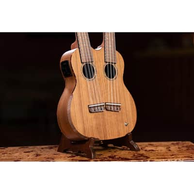 Ortega Custom Built Series Double Neck 4 & 8 String Tenor Acoustic-Electric Ukulele w/ Bag image 2