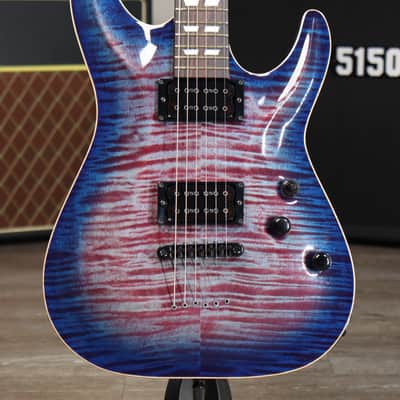 2015 Schecter USA Custom Shop Hollywood Classic Blue Crimson Flame Maple Top HH #15-10026 image 6