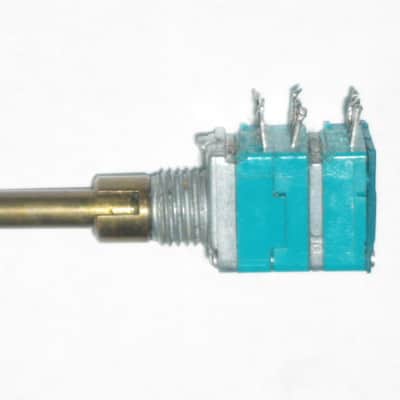 used (is fine & works) Boss MIDDLE / MID FREQ potentiometer [ upper part : 50 30C 04 5F / lower part: 10 4w 04 5F ] + nut and two piece knob (controls) taken off of MT-2 Metal Zone (pedal NOT included) 2000s / 2010 (teal rectangle shape, stacked) image 14
