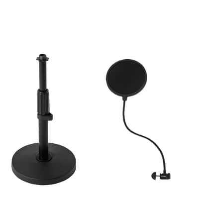On-Stage DS7200B Adjustable Desktop Microphone Stand with Microphone Pop Filter image 1
