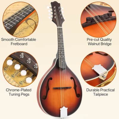Mandolin Musical Instrument A Style, Acoustic Mandolins Instrument Kit 8 String for Professional Beginners Adults Teens Youth Kids (A Style Acoustic Brown Sunset, 8 String) image 3