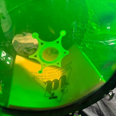 Rikki Rockett's Poison "Crack A Smile", Ludwig Green Vistalite 5-Piece Set 22", 16", 13", 12" with 5.5x14" Zickos Snare image 3