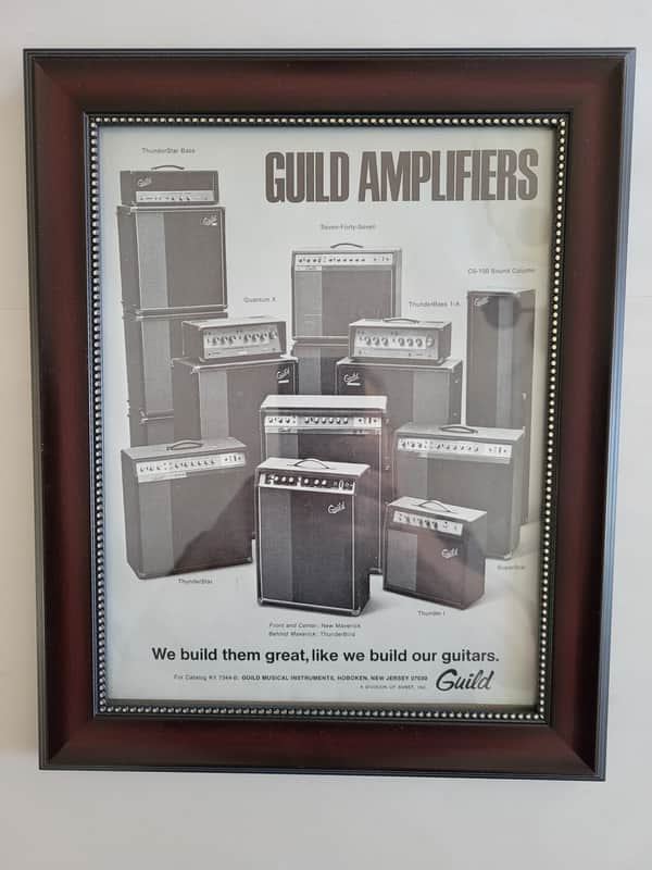 1970 Guild Guitars Promotional Ad Framed All Guild Amps Avaliable For 1970 Original image 1