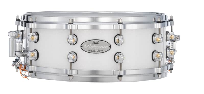 Pearl Reference One 20-PLY 13x6.5" Hybrid Maple/Birch Snow White Glitter Custom Lacquer Snare Drum Mastercast Die-cast Hoops Single Swivel Lugs Glide-lock Strainer | WorldShip | Authorized Dealer image 1
