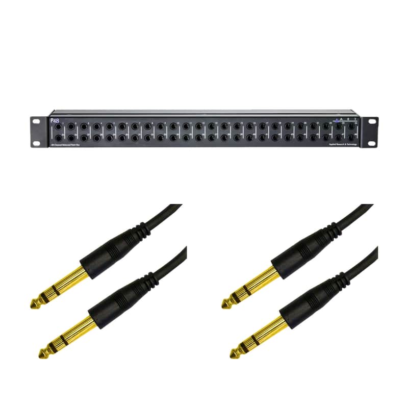 ART P48 48-Point TRS Balanced Patchbay and 2x Calrad Audio Cable with 1/4" Stereo Plugs image 1