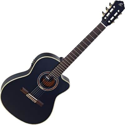 Ortega Performer Series Nylon string Guitar, thinline body - RCE138-T4BK, 52mm Nut Width w/ Gig Bag image 3