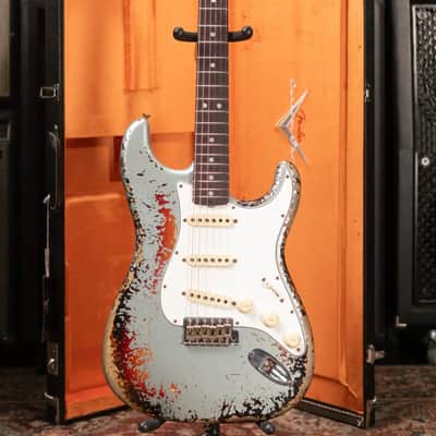 Fender Custom Shop 1965 Stratocaster Super Heavy Relic Electric Guitar - Super Faded Aged Firemist Silver over 3-Color Sunburst with Hardshell Case image 18