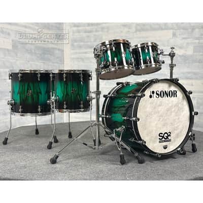 Sonor SQ2 Beech 5pc Drum Set Green Burst over African Marble Gloss image 1