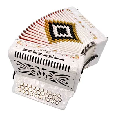 Rossetti 3112-FBE-WH Key of FBE 3 Row, 31 Treble, 12 Bass Diatonic Button Accordion w/Hard Case & Shoulder Straps image 8