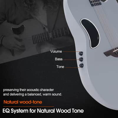 WINZZ AFO300C Solid Spruce Top With Carbon Fiber Back Acoustic Electric Guitar - Grey image 8