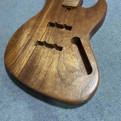 Unfinished Mahogany Electric Guitar Bass Body with Roasted Maple Neck DIY Kit image 5