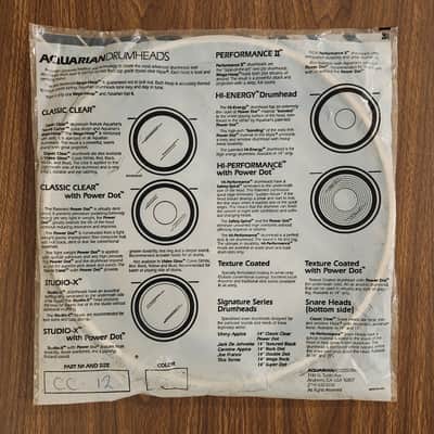 NOS Aquarian Classic Clear 12" Tom Drum Head CC-12 IN SEALED FACTORY BAG image 2