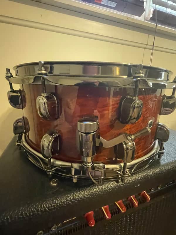 Tama SLP-Bubinga shell snare drum in Quilted Bubinga finish image 1